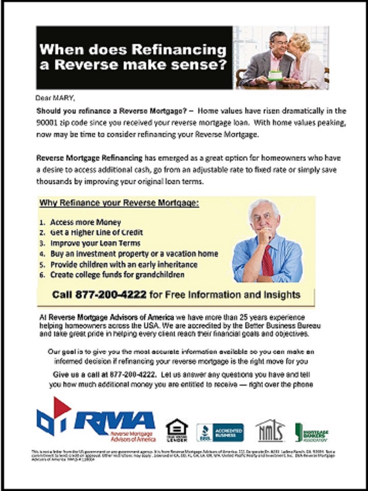 HECM to HECM refinance Mailer
