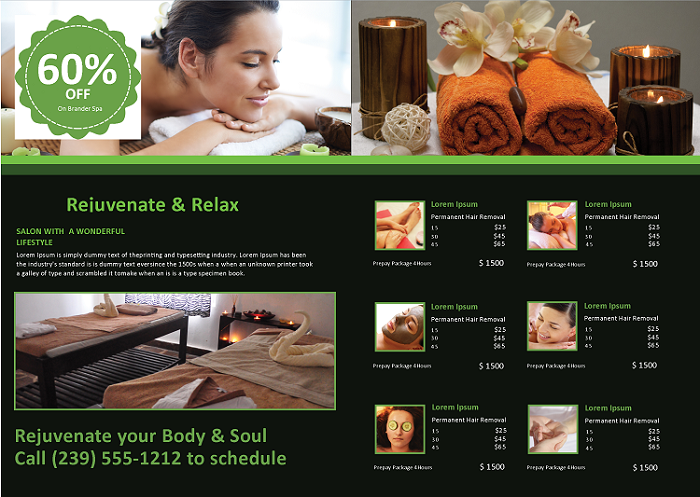 Spa marketing brochure mailer