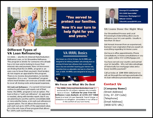 VA IRRRL Brochure mailer