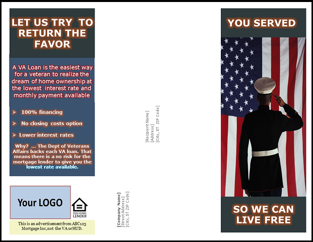 VA purchase mortgage marketing brochure