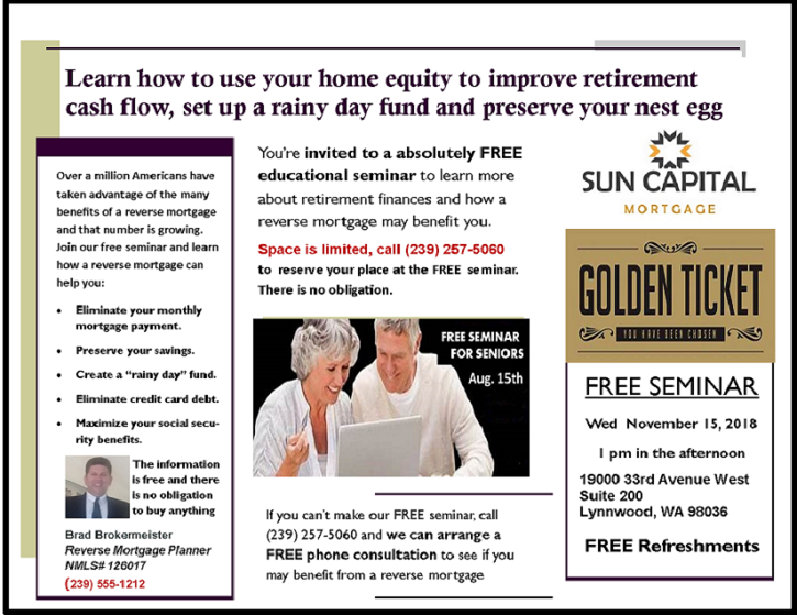 Reverse Mortgage Seminar mailer